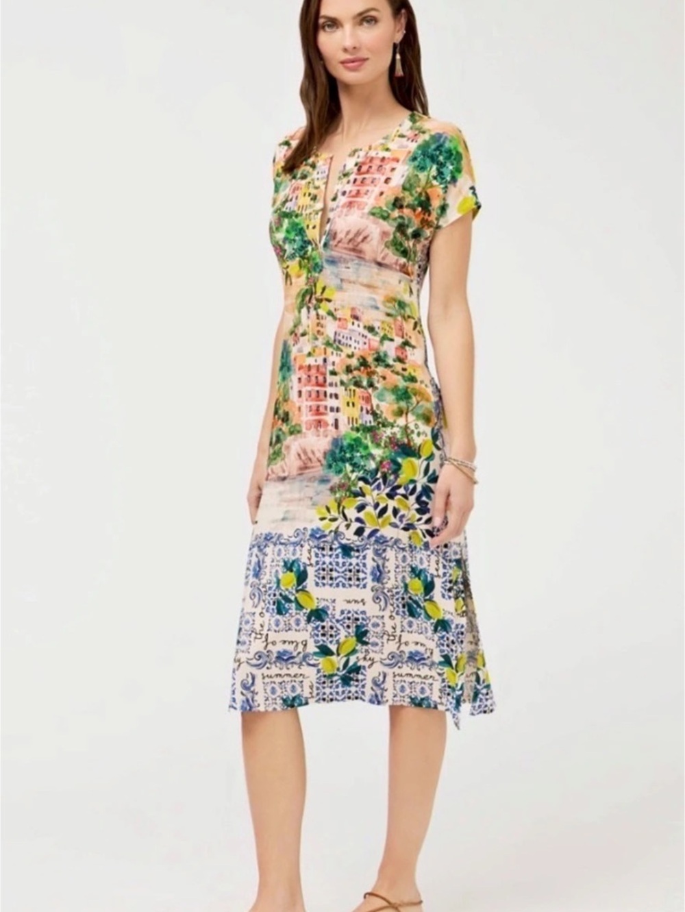 Johnny Was Floral Midi Dress in Multicolor Size XL NWT